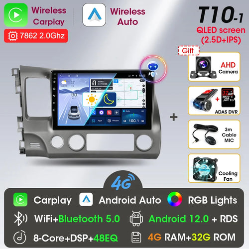 Srnubi 10" Android 12 Carplay Car Stereo Radio for Honda Civic 8 2005