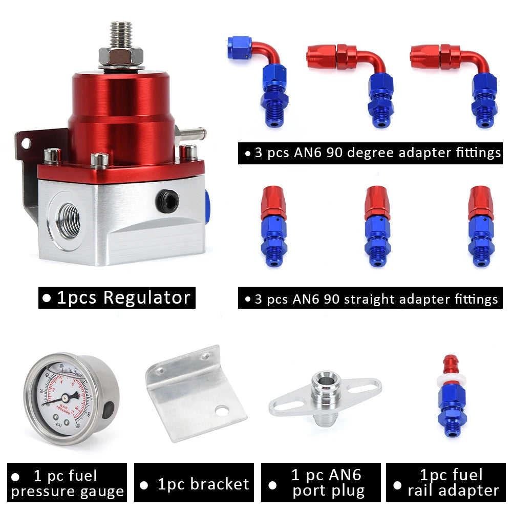 Universal Adjustable Fuel Pressure Regulator Oil 160psi Gauge AN 6