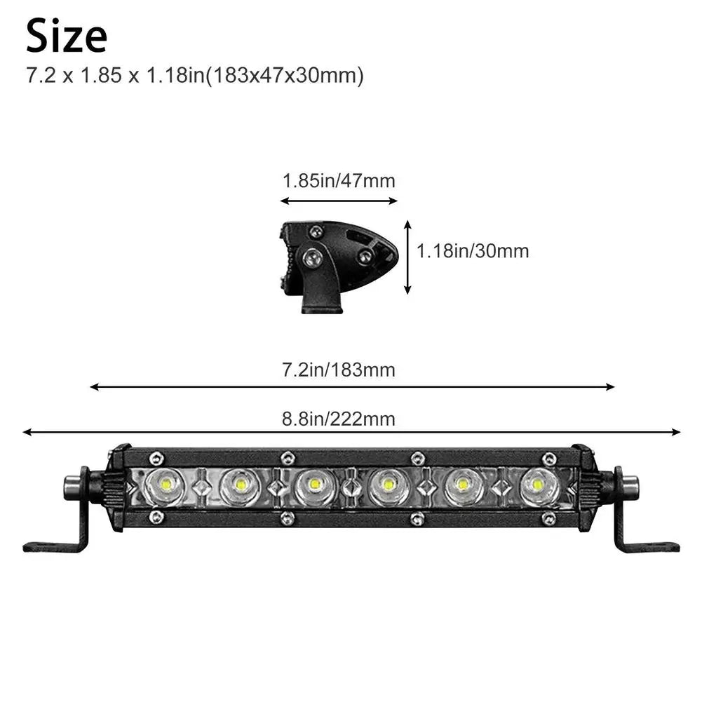 7" 18W Spotlight LED Work Light Bar Lamp 3600LM 6000K Driving Fog