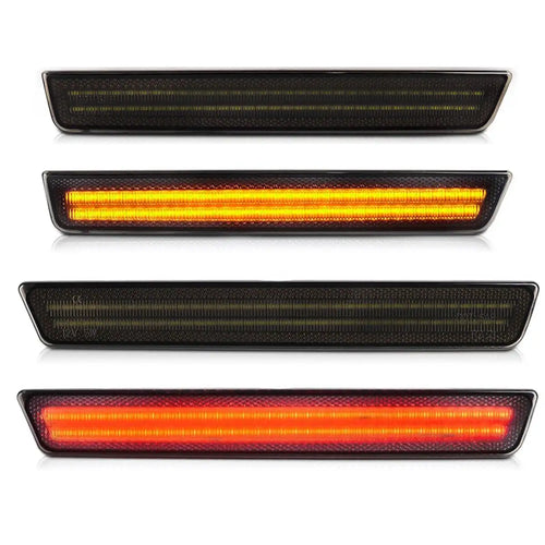 4Pcs Front Amber Rear Red Bumper LED Side Marker Light Lamp For Dodge