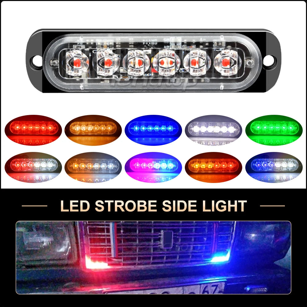 6 LED Emergency Strobe Lights Side Lamp For Car Truck SUV Van Off Road