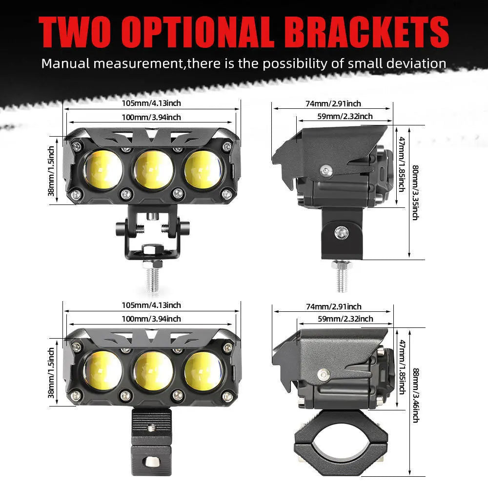 Universal Motorcycle  LED Fog Lights 200W 12V 24V Lens Spotlight