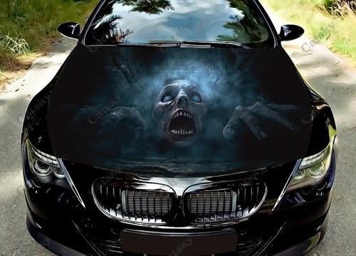 Scary Monster Design Car Hood Vinyl Stickers Wrap Vinyl Film Engine