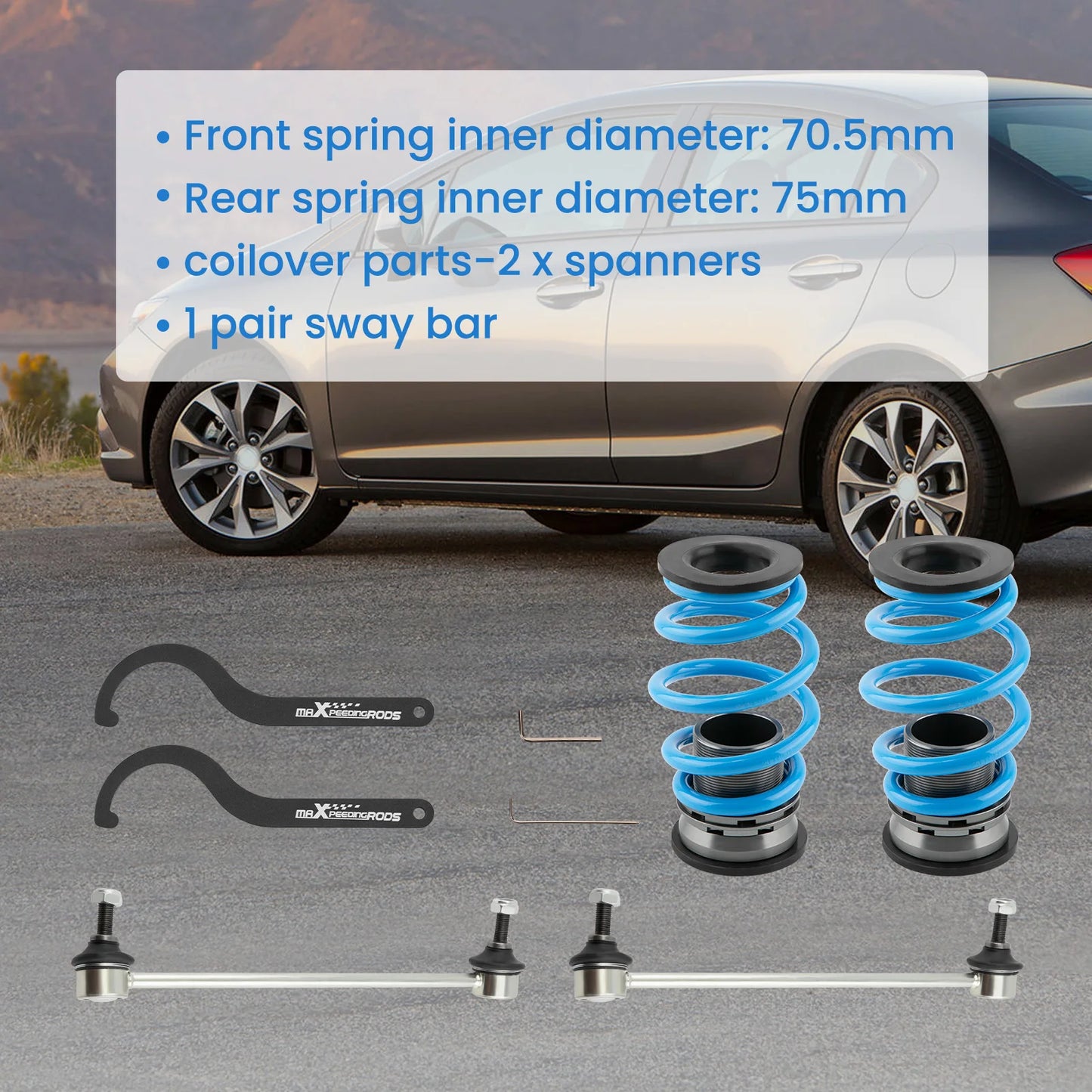 24 Way Damper Adjustable Height COT6 Coilover Struts Kit For Honda