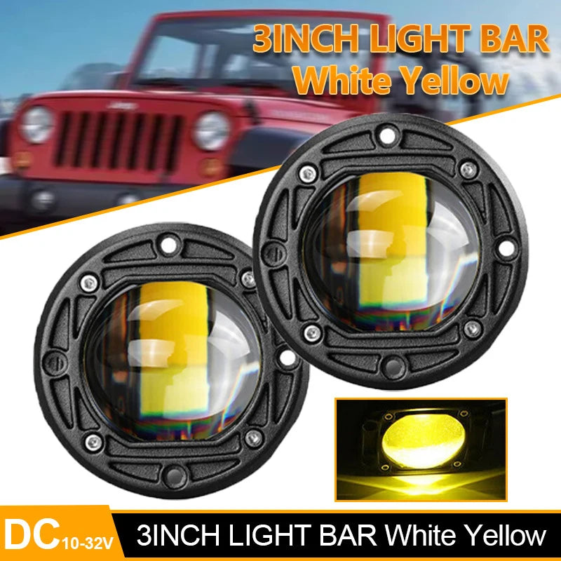 3 Inch 8D LED Lens Work Light 40W Dual Color 3inch Fog Lamp Driving