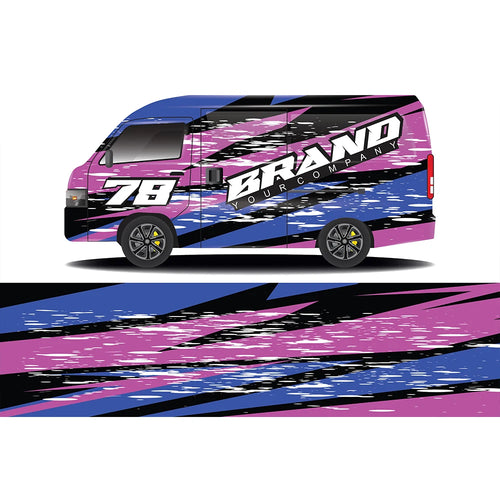 Yellow Purple Colorful Full Body Racing RV Graphic Decals Vinyl Wrap