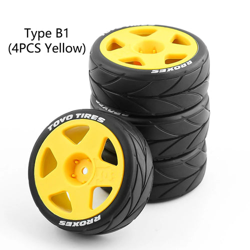 4Type RC Rally Car Plastic Wheel Rim Rubber Tires for 1/10 Model Car