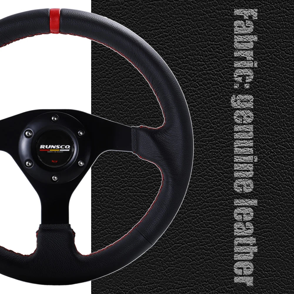 320mm Flat Steering Wheel Leather Racing Drift Pc Sim Game Steering