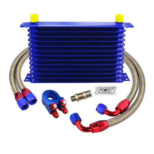 LIZHI- UNIVERSAL 13ROWS OIL COOLER KIT + OIL FILTER SANDWICH ADAPTER+