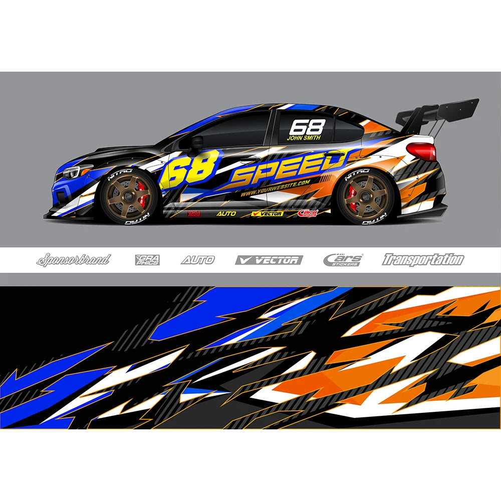 Stripe Gradient Full Body Racing RV Graphic Decals Vinyl Wrap Camo