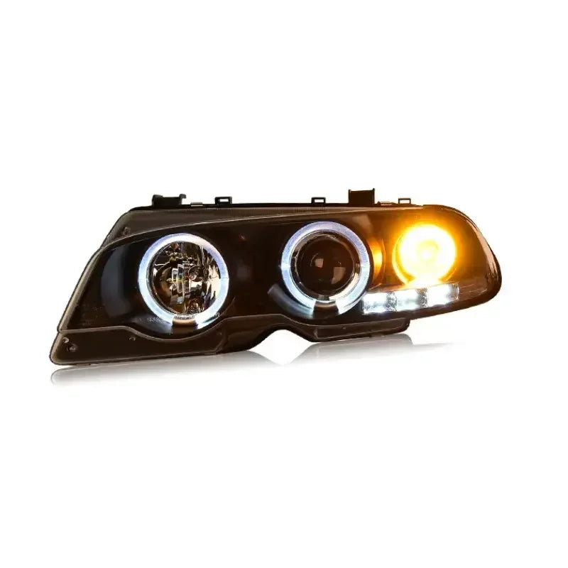 SJC Car Parts Upgraded LED Angel Eyes Headlamps Assembly For BMW 3