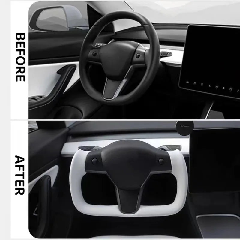 Yoke Steering Wheel For Tesla Model 3 Model Y Car Interior Leather