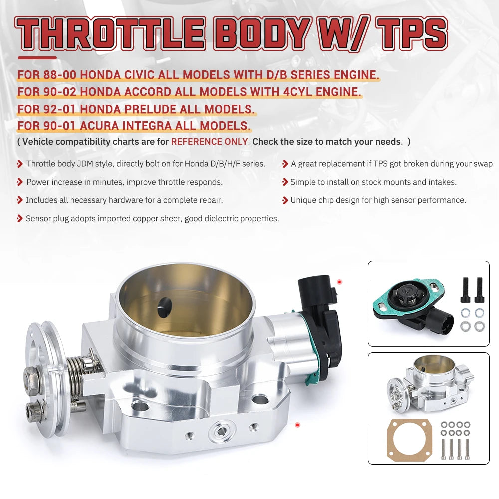 LIZHI - 70MM Throttle Body + TPS Throttle Body Position Sensor For