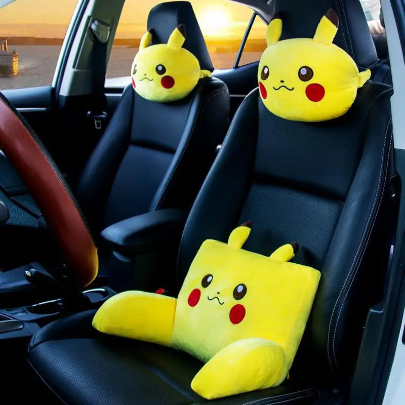 Takara Tomy Pokemon Pikachu Car Seat Headrest Kawaii Cartoon Neck