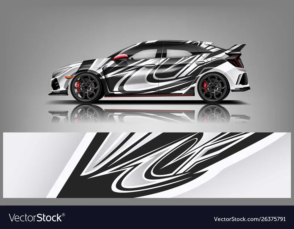 2PCS Colorful Racing Car Full Wrap Sticker Decal Decorative Cut Body