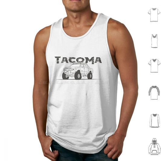 Tacoma Copy Tank Tops Print Cotton Tacoma Truck 4X4 Trd Off Road