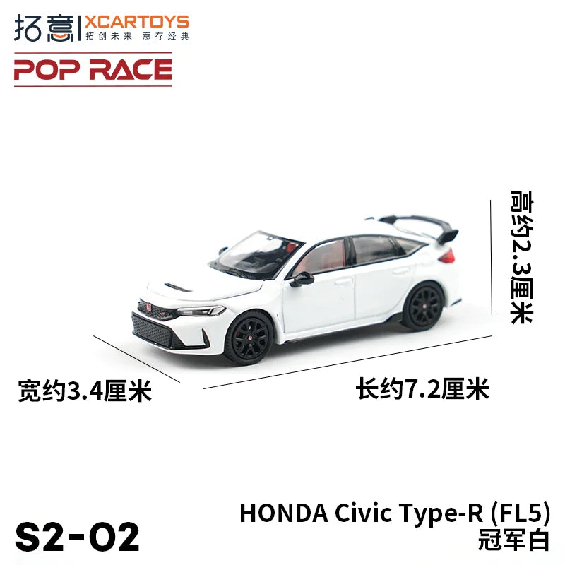 Xcartoys Poprace 1/64 Civic Type-R FL5 Diecast Model Car Sports Racing