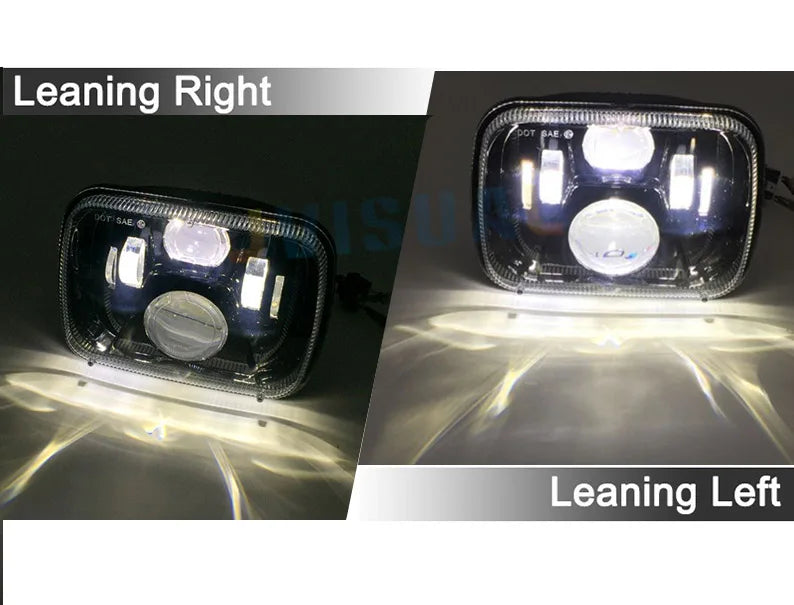 1Pair Headlamp 55W for Jeep YJ XJ Cherokee 5x7" Rectangular Led