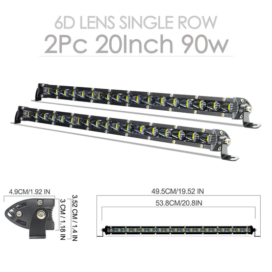 1/2PCS 6D Lens 20inch 90W LED Work Light Bar Off Road Accessories 4x4