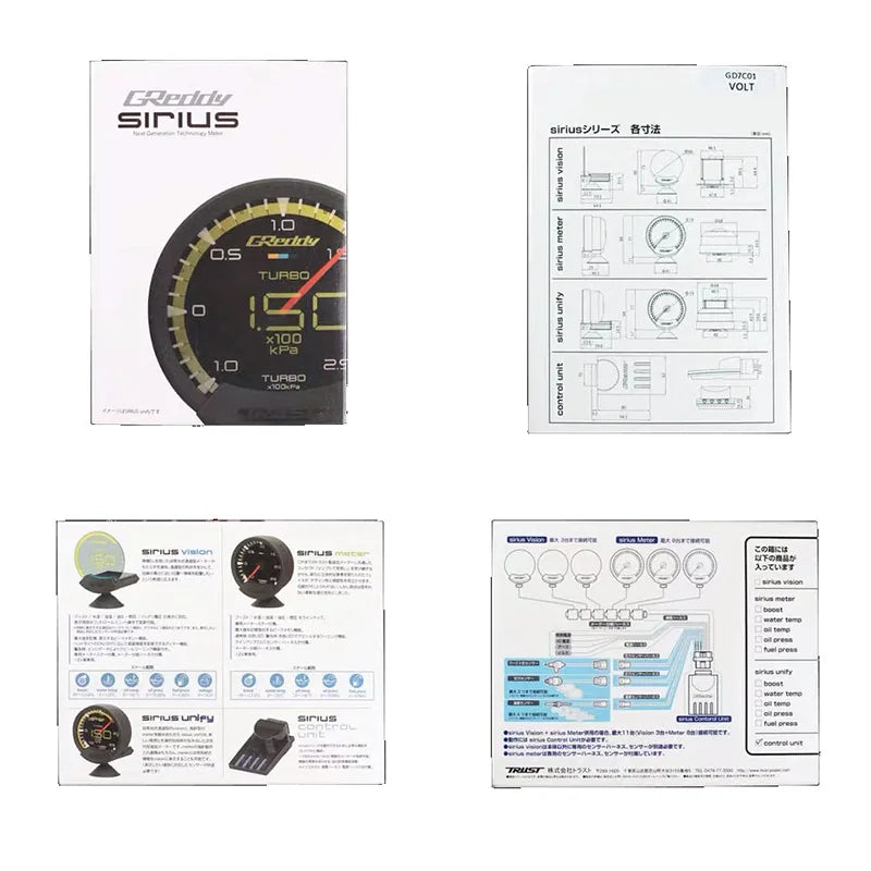 7 colors GReddi Sirius Meter Series Trust 74mm Water temp Oil Temp Oil