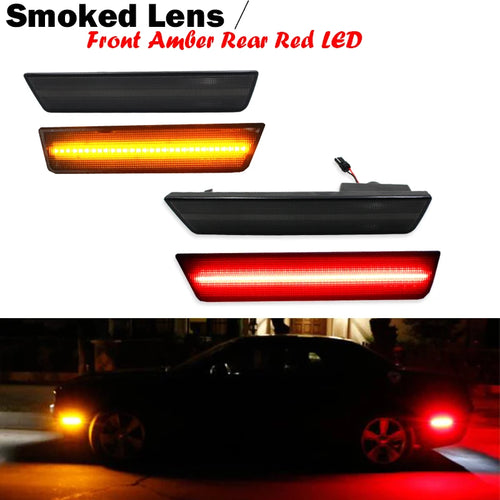 (2) Smoked Lens Rear Side Marker Lamps with 36-SMD Red LED Lights For