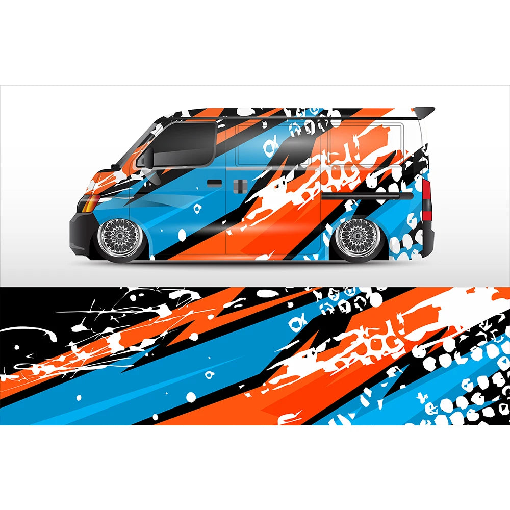 Red Gray Colorful Full Body Racing RV Graphic Decals Vinyl Wrap Custom