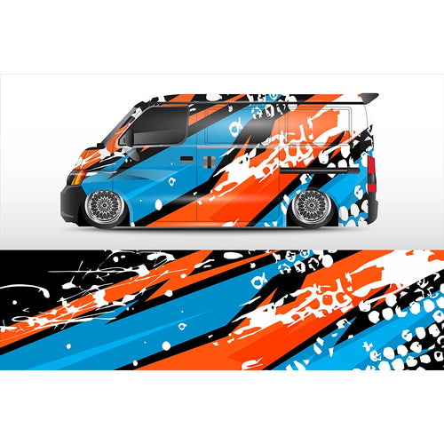 Red Gray Colorful Full Body Racing RV Graphic Decals Vinyl Wrap Custom