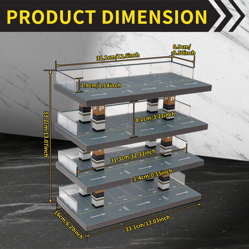 1/64 Scale 4 Tiers Diecast Model Car Display Case Scenery Diorama