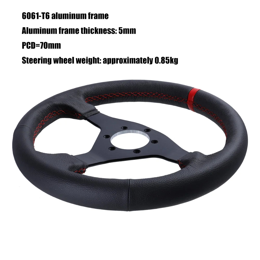 320mm Flat Steering Wheel Leather Racing Drift Pc Sim Game Steering