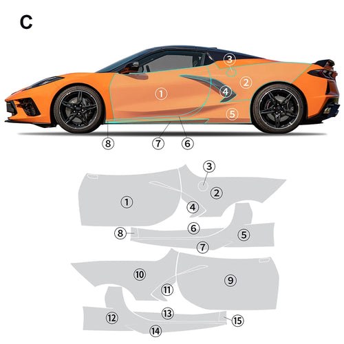 TPU for Chevrolet Corvette C8 2020 2021 2022 Pre-Cut Car Exterior PPF