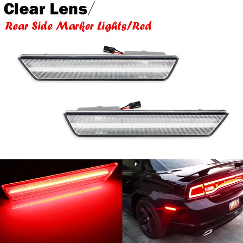 (2) Smoked Lens Rear Side Marker Lamps with 36-SMD Red LED Lights For