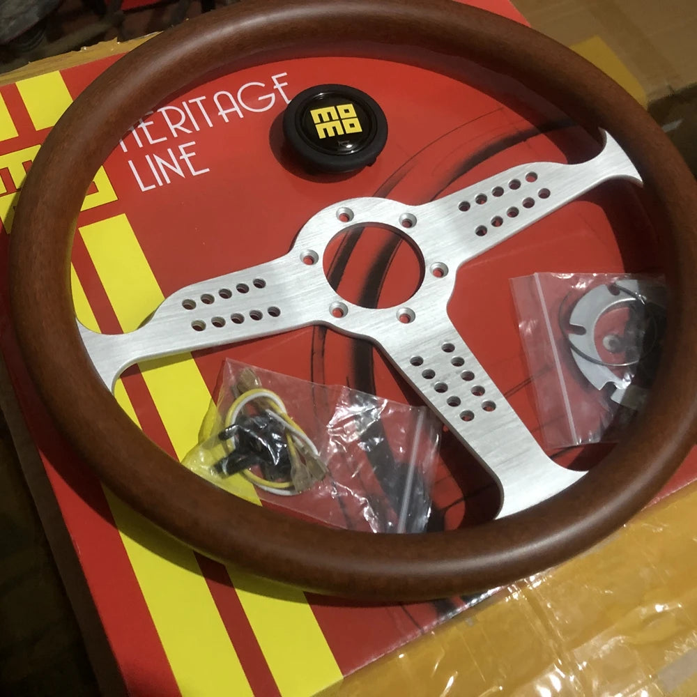 14Inch Classic Wood GRAND PRIX MOMO Steering Wheel Car Rally Racing