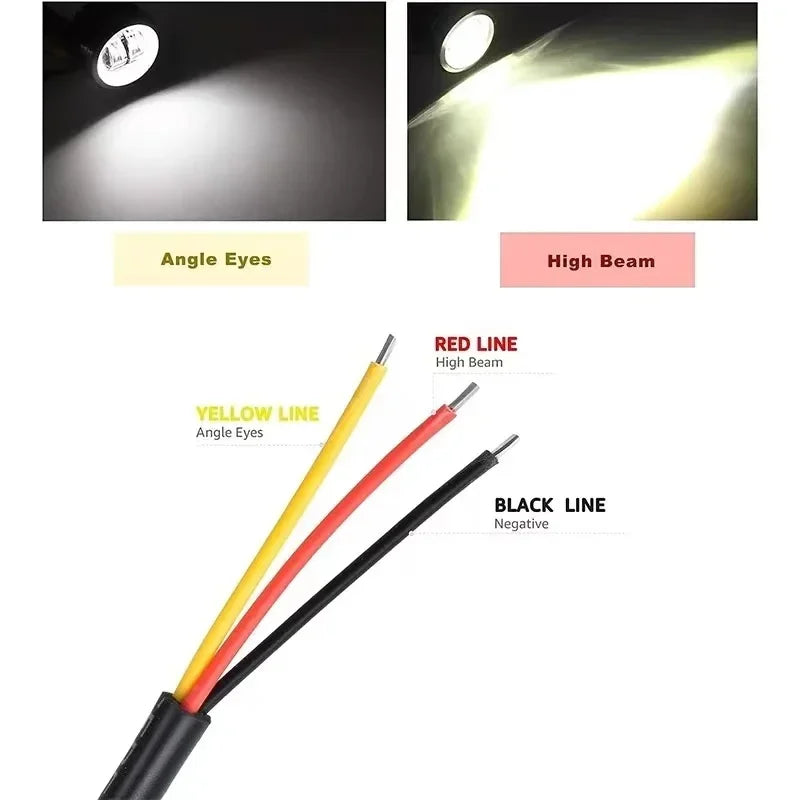 3 Inch 7D Lens LED Motorcycle Headlight Waterproof Angel Eye Work