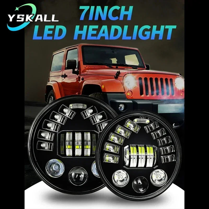 7 Inch Car LED Round Headlight Motorcycle Headlight Angel Eye Lamp