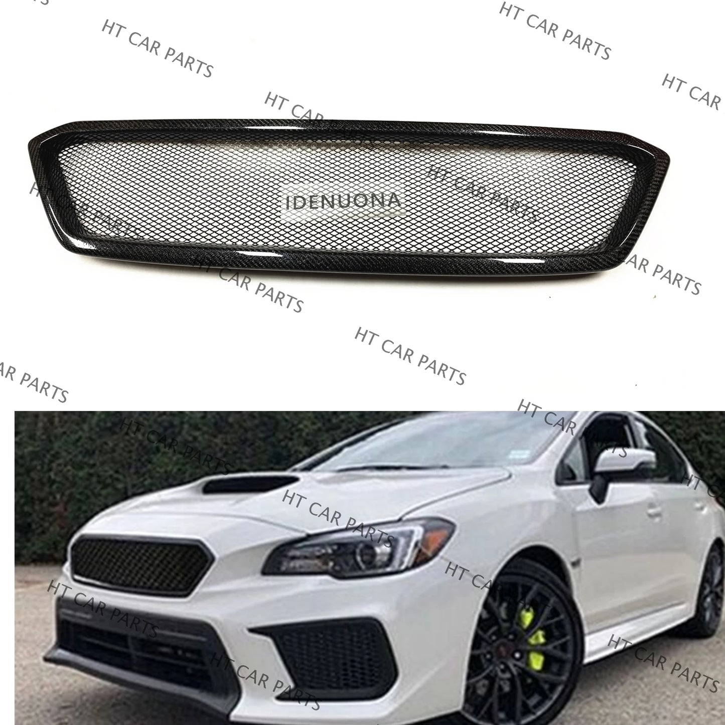 1 Piece Black Carbon Fiber Look Honeycomb Style of Front Bumper Grille