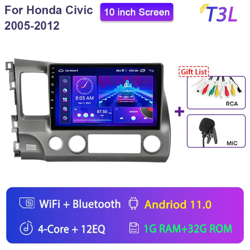 Srnubi Android 12.0 Car Radio For Honda Civic 2005-2012 Multimedia