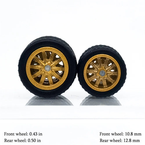 1/64 Model Car Wheels with Rubber Detachable Tires Ten Spokes