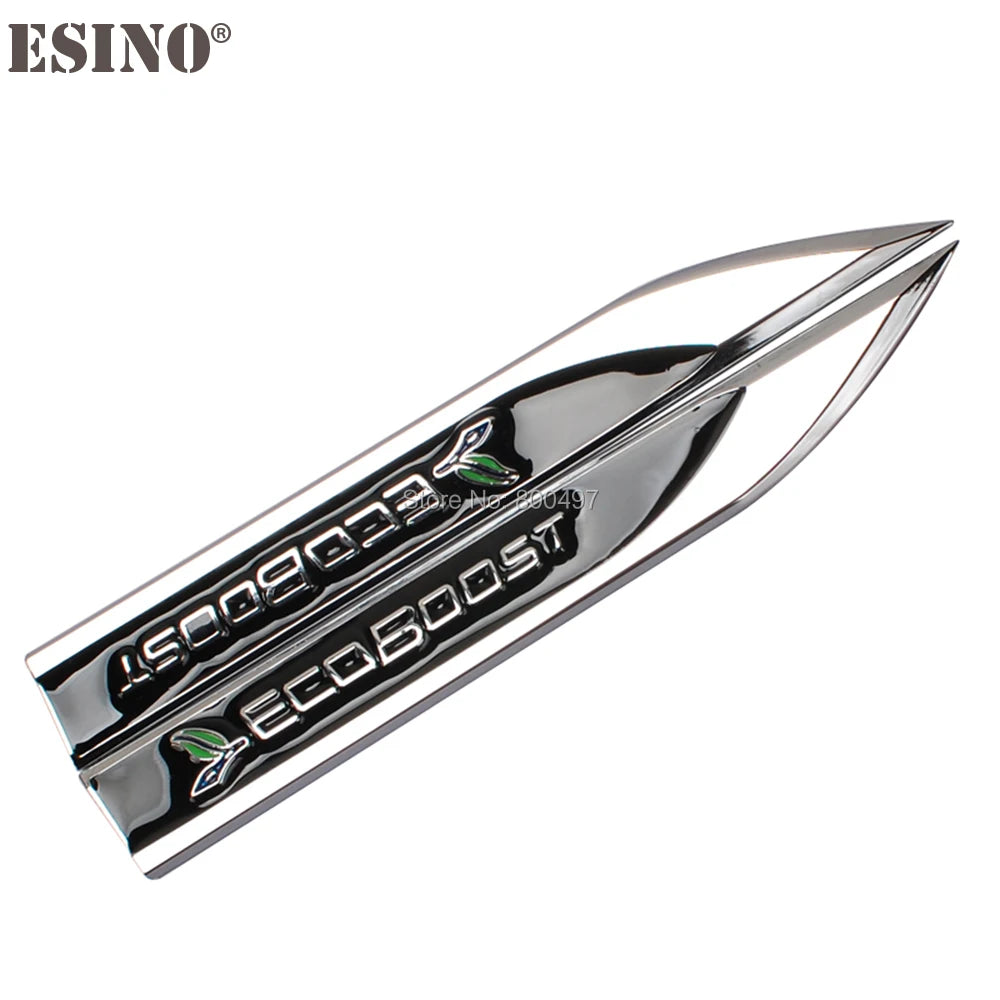 2 x Car Styling 3D Ecoboost Body Fender Side Metal Chrome Zinc Alloy