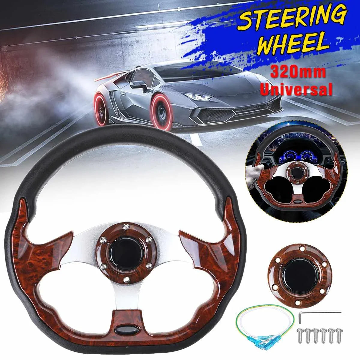 320mm Universal Car Racing Steering Wheel Aluminum Go-Kart Racing