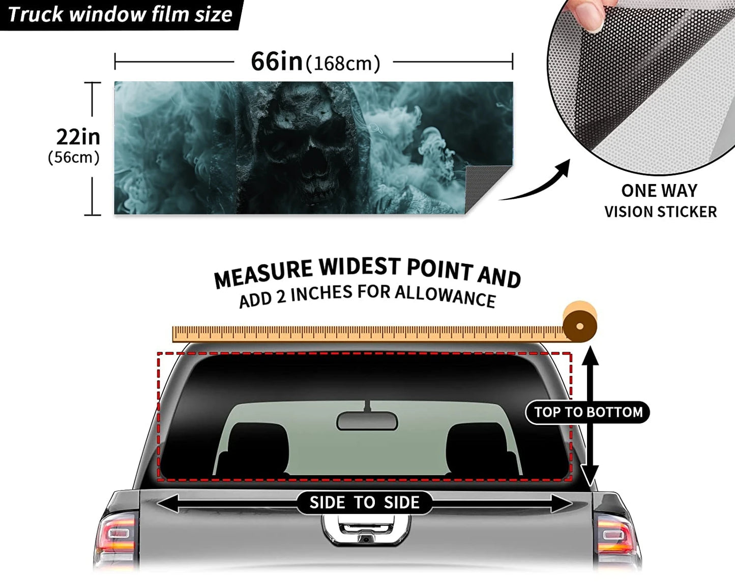 Scary Monster Design Car Rear Window Decal Fit Pickup,Truck,Car