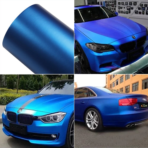 18Mx1.52CM Matte Blue Color Metallic Texture DIY Car Body Films Vinyl