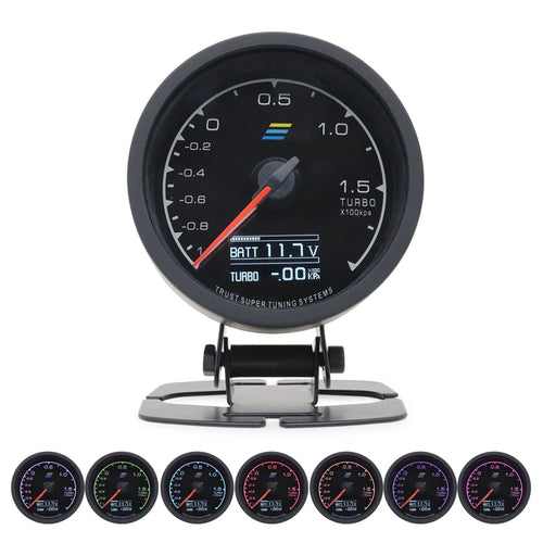 2.5 Inch 7 Color Turbo Boost Gauge Car Multi LCD Digital Display