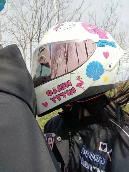 Sanrio Hello Kitty Motorcycle Helmet Full Face Racing Helmets Offroad