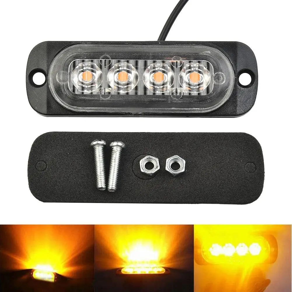 12-24V 12W 4LED Amber Work Light 800LM Driving Fog Truck Van Bar