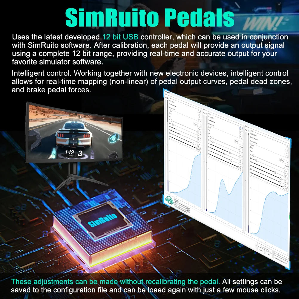 SimRuito Sim Racing LoadCell Pedals 3mm stainless steel Racing