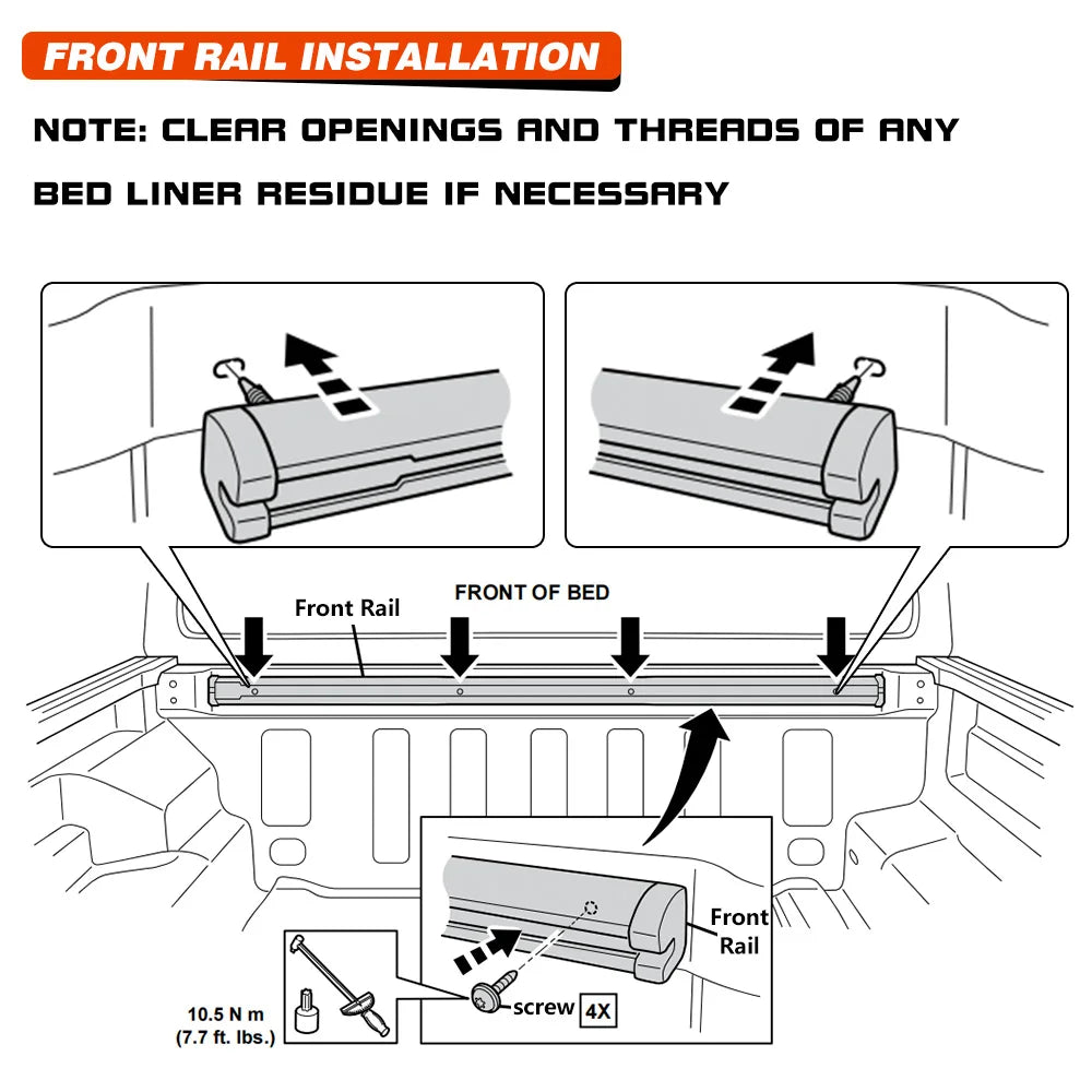 Trail Rail Kit For 20-22 Jeep Gladiator 3.0L 3.6L V6 Utility Rails Tie