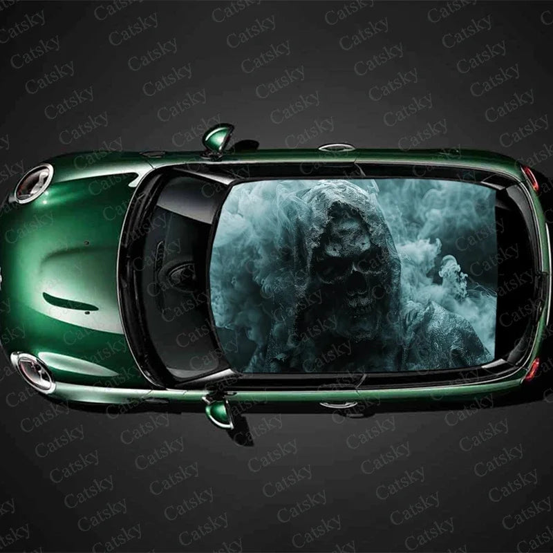 Scary Monster Design Car Roof Sticker Wrap Racing SUV Accessories