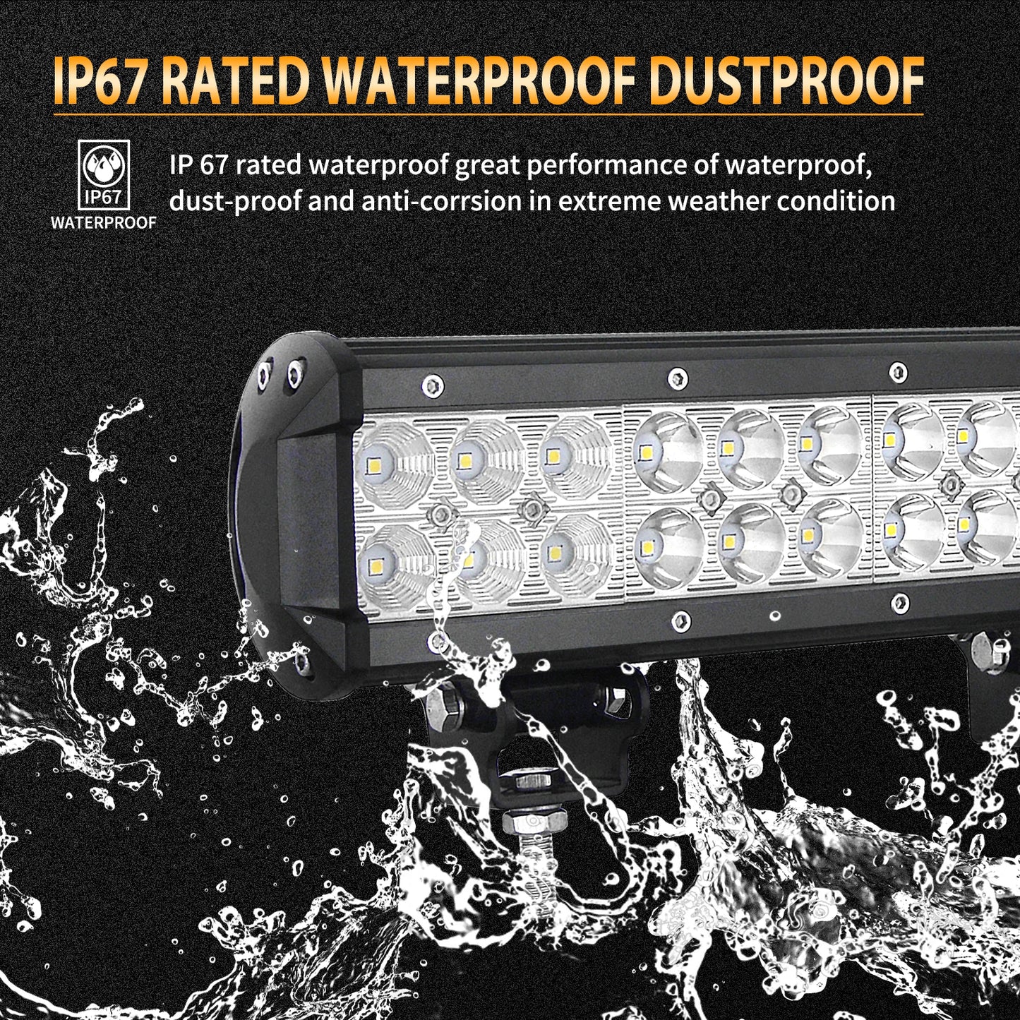 3D 20- 44in 126W-288W Off Road LED Light Bar with 2x18W Flood Work