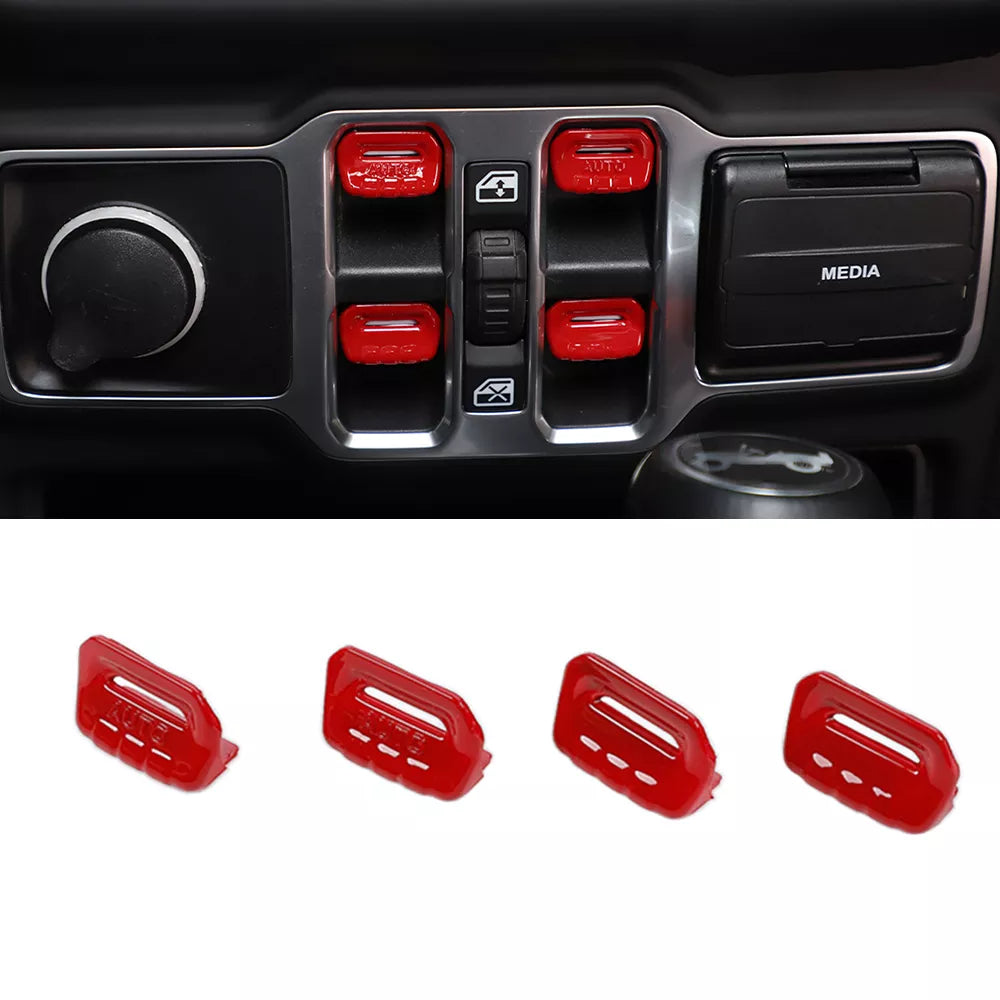 Window Lift Switch Button Decoration Cover Trim for Jeep Wrangler JL