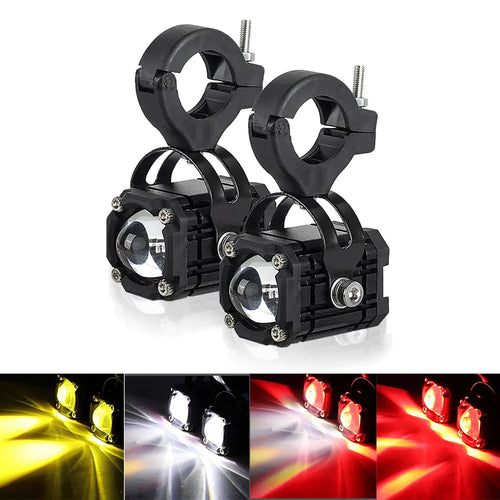 2pcs Motorcycle Spotlight Headlight LED Lens Hi/Low Beam Driving Spot